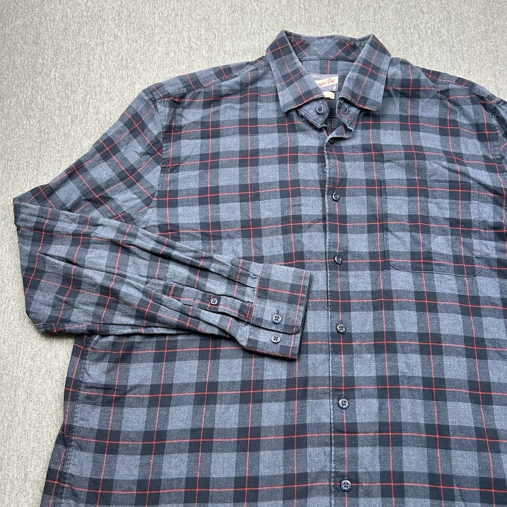 Johnnie O Hangin‎ Out Flannel Shirt Mens XL Blue Red Plaid Button Down